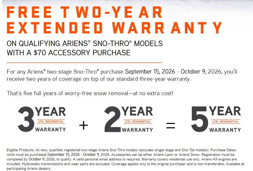 Ariens Extended Warranty Offer